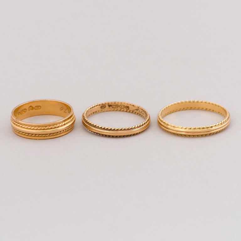 RINGS, 3 pcs, 18K gold. Kalevala Koru 1969-81.