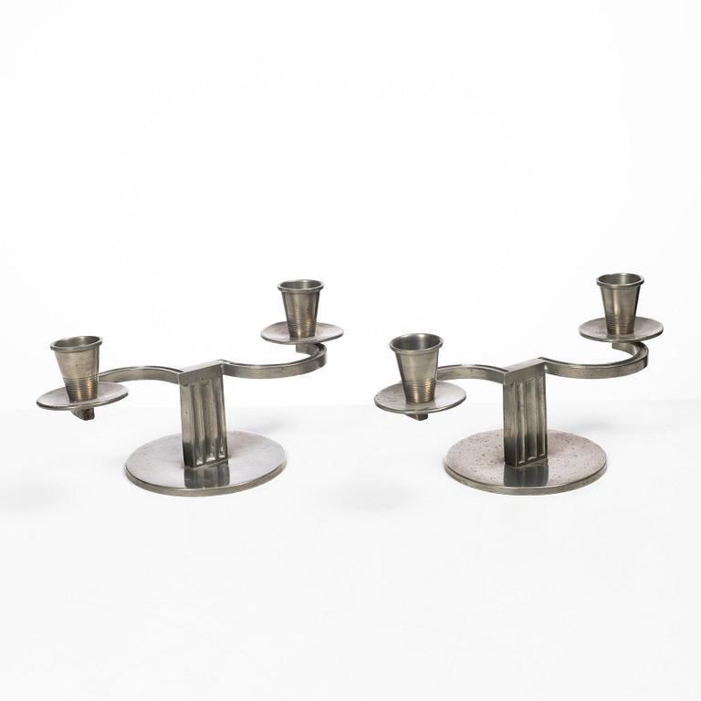 Nils Fougstedt, A pair of candelabra, FAK (Fabriksaktiebolaget Kronsilver), Stockholm, 1934.