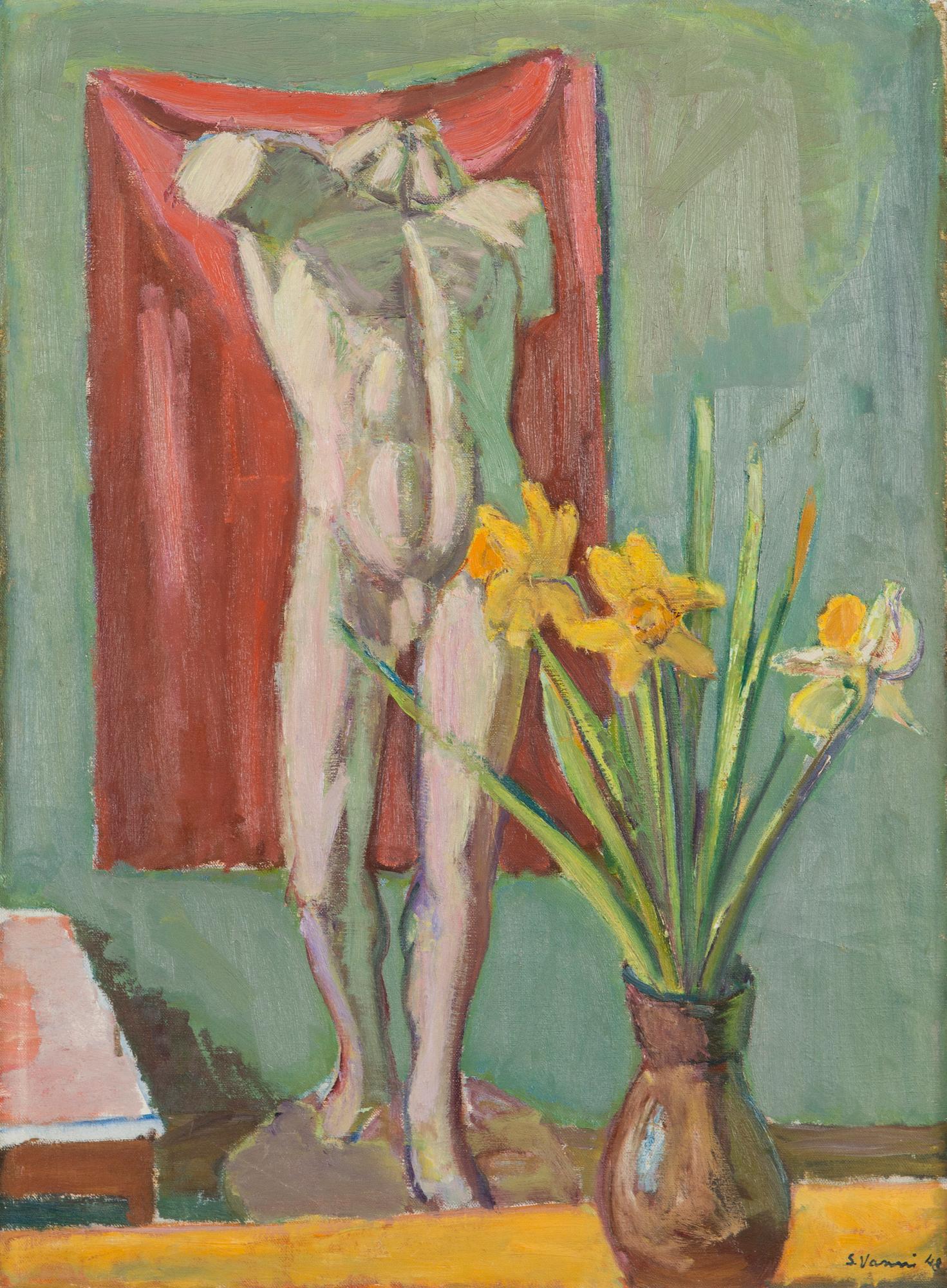 Sam Vanni, Still Life with Statue and Narcissus.