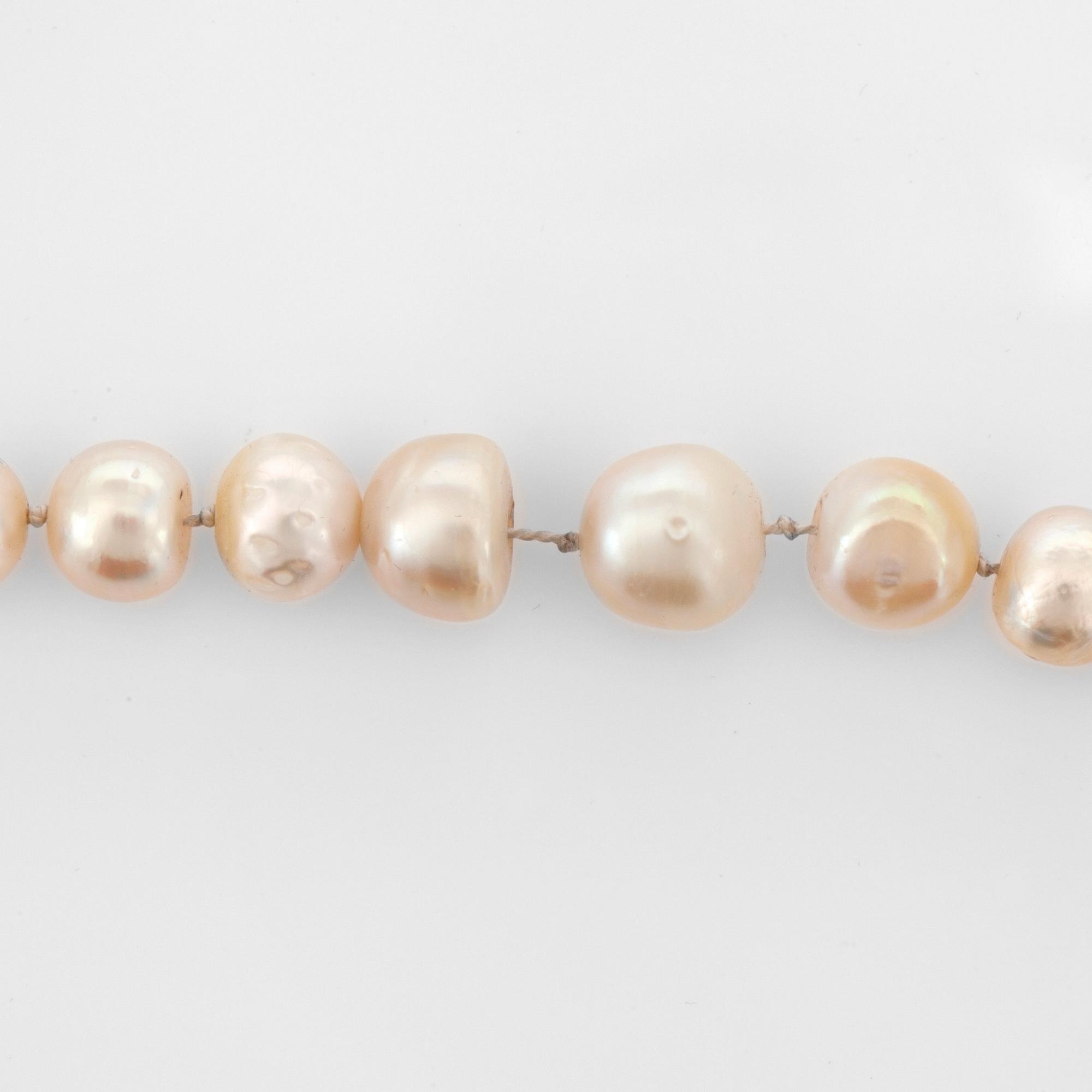 A baroque, possibly natural, pearl necklace.
