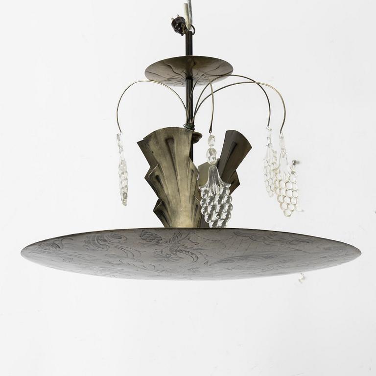 A Swedish Grace ceiling lamp, Sweden, 1920's, by engraver Gustaf Åström, Stockholm.