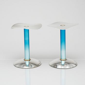 Owe Johansson, a pair of sterling silver candlesticks, Lund (Hven) Sweden 1994.