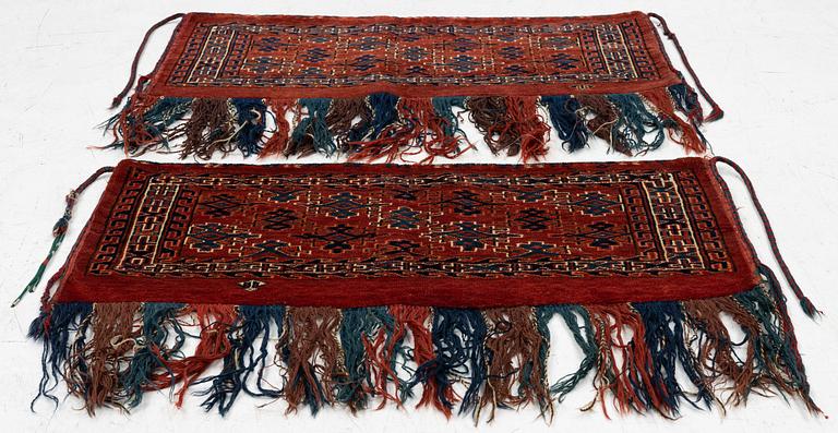Two Torbor, Turkmen, approx. 95 x 42 cm.