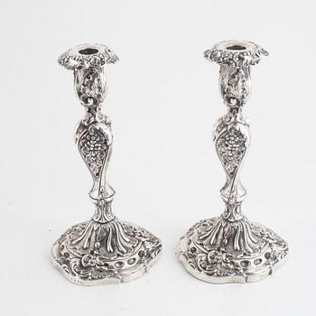Christopher Creutz, ljusstakar, ett par, silver, nyrokoko, Stockholm 1862.