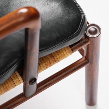 Ole Wanscher, an early pair of rosewood "Colonial Chair" model PJ 149, Poul Jeppesen, Denmark, ca. 1950.