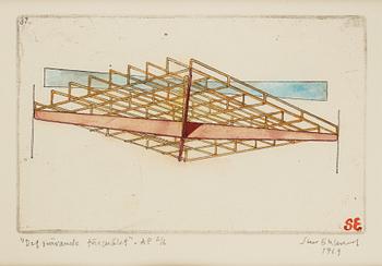 Sten Eklund, etching with watercolour, 1969, signed AP 2/6.