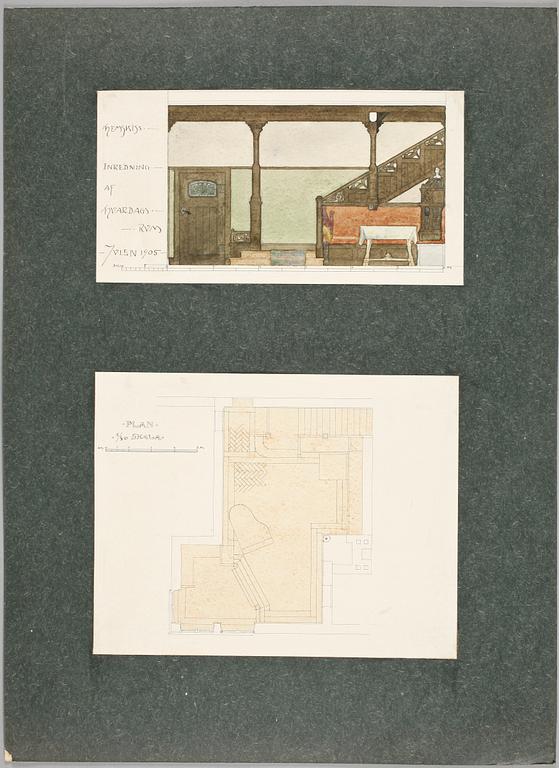 HARALD FALKMAN, ARKITEKTURRITNINGAR, ca 20 st samt, AKADEMITECKNINGAR, 4 ST, sign, dat tidigt 1900-tal.