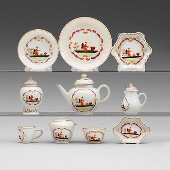 A famille rose 'European Subject' miniature service, Qing dynasty, Qianlong (1736-95). (36 pieces).