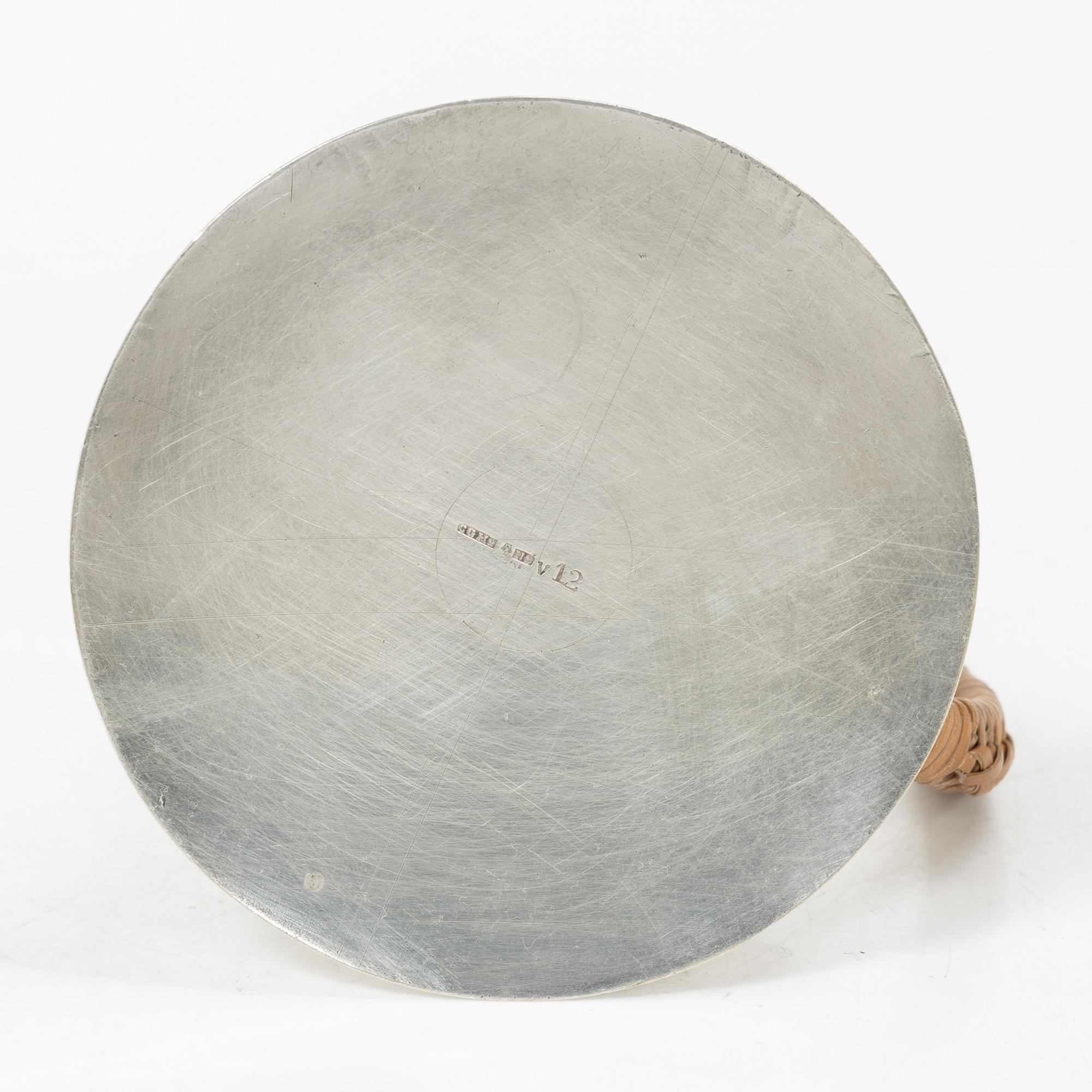 Bowl and cigarette case, silver, with accompanying nickel silver jug.