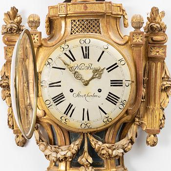 Väggpendyl, av Nils Berg (verksam i Stockholm 1751-94), Gustaviansk.