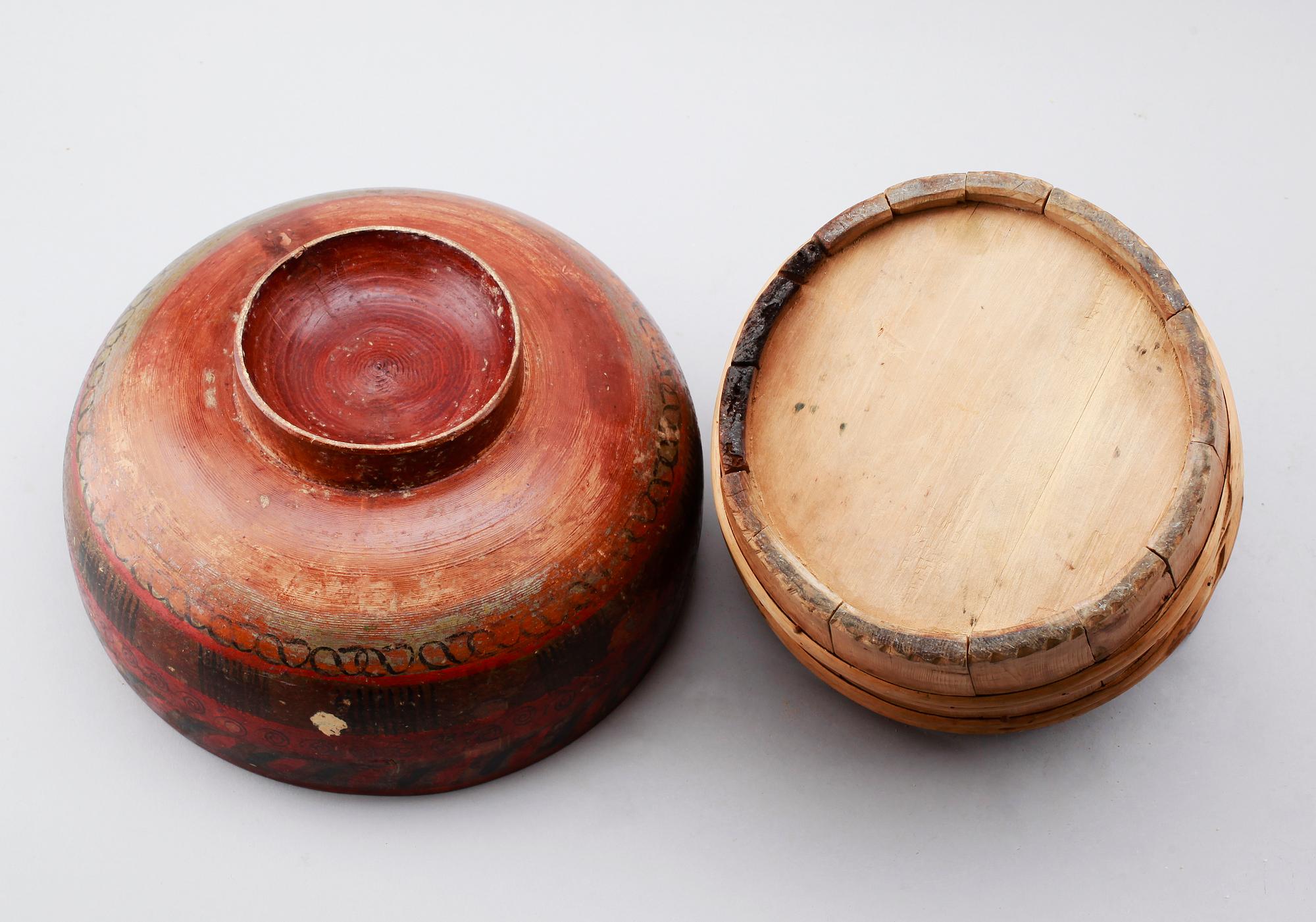 ALLMOGEFÖREMÅL, 4 st, trä, 1800-/1900-tal.