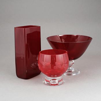 VASER, 3 stycken, glas, Reijmyre, 1900-talets andra hälft.