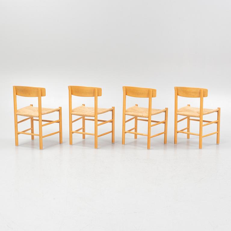 Børge Mogensen, chairs 4 pcs, model "J39", FDB Møbler, Denmark, second half of the 20th century.