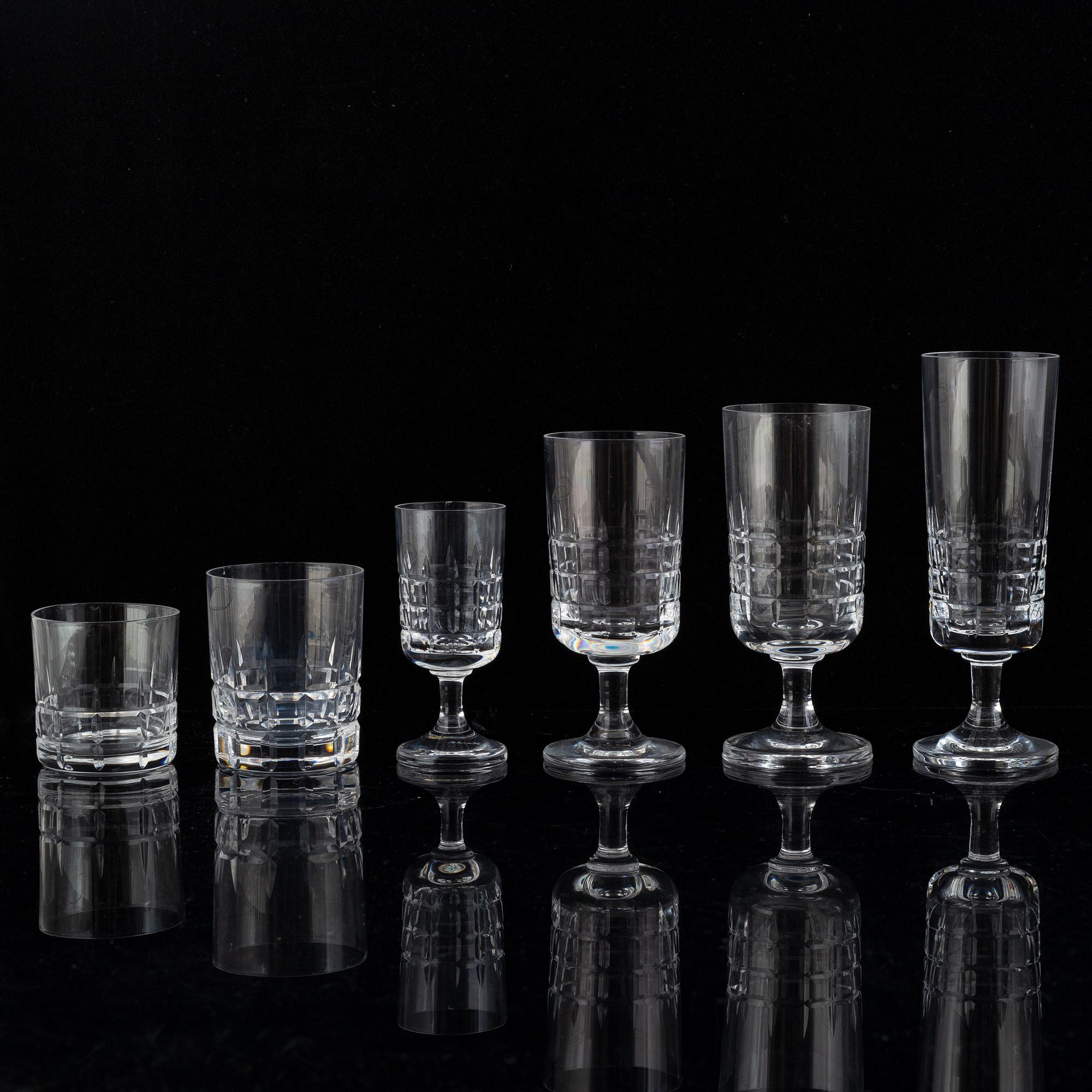 A glass service, 69 pcs, from Kosta, 20th century.