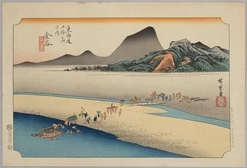 Ando Utagawa Hiroshige, after, prints from "The Fifty-Three Stations of the Tōkaidō" 20th century.