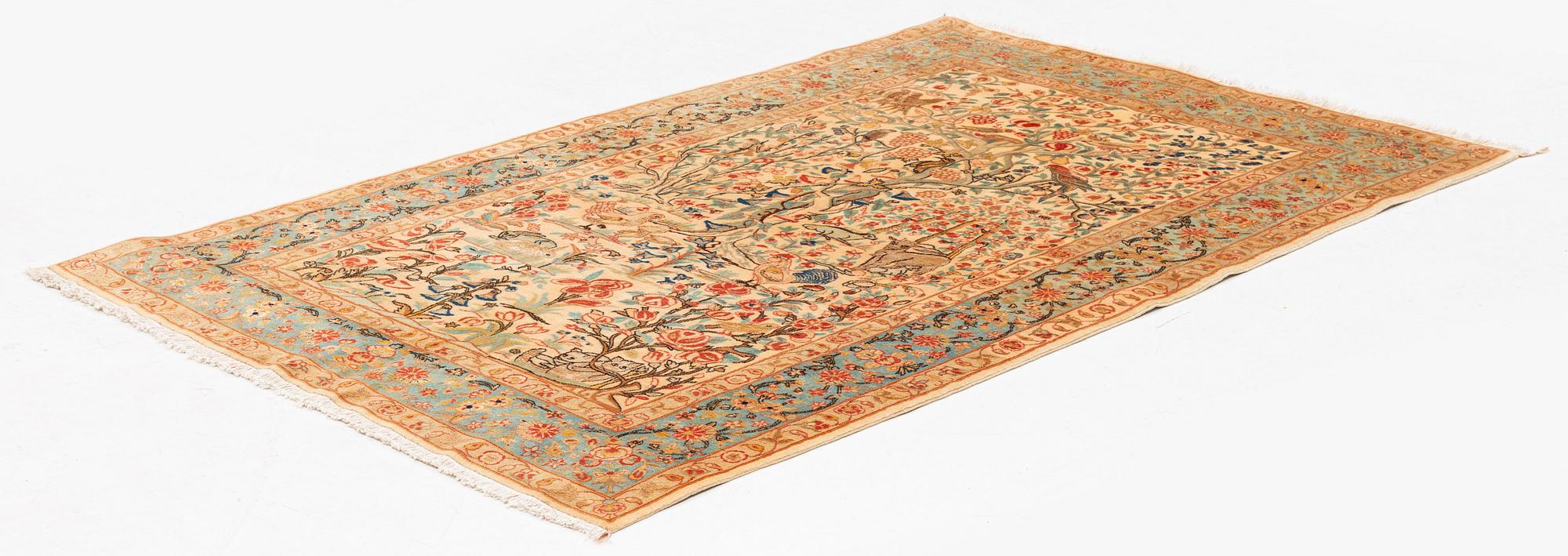Matta, old Teheran part silk, ca 216 x 136 cm.