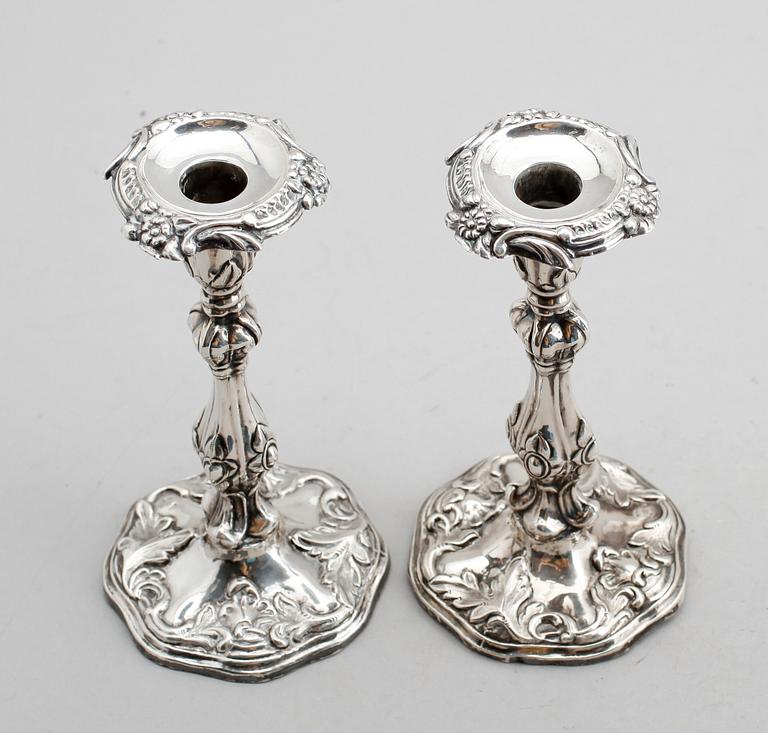 LJUSSTAKAR, 1 par, silver, CT Öhman, Piteå 1854.