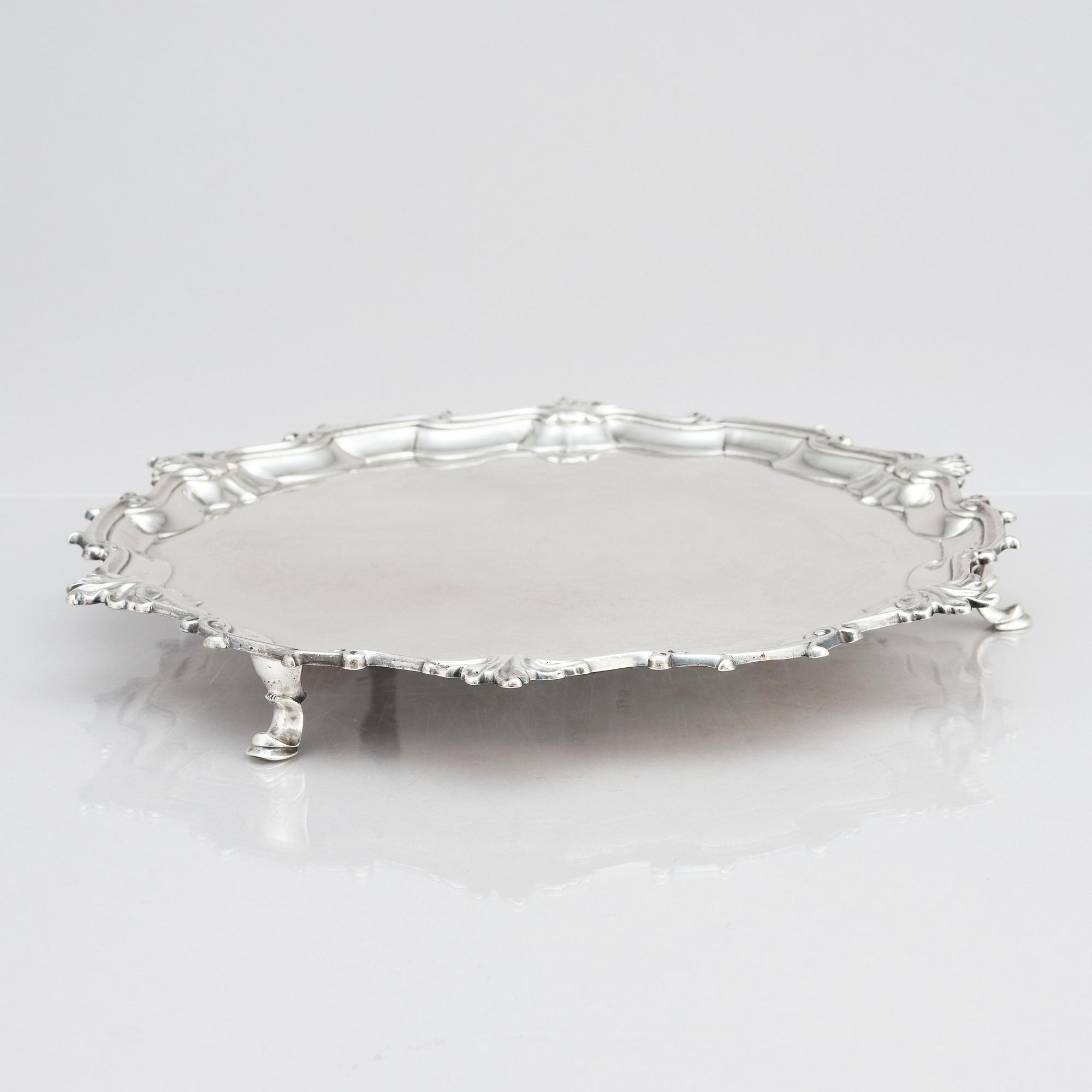 An English silver salver/plate, mark of Thomas Cooke II and Richard Gurney, London 1753.