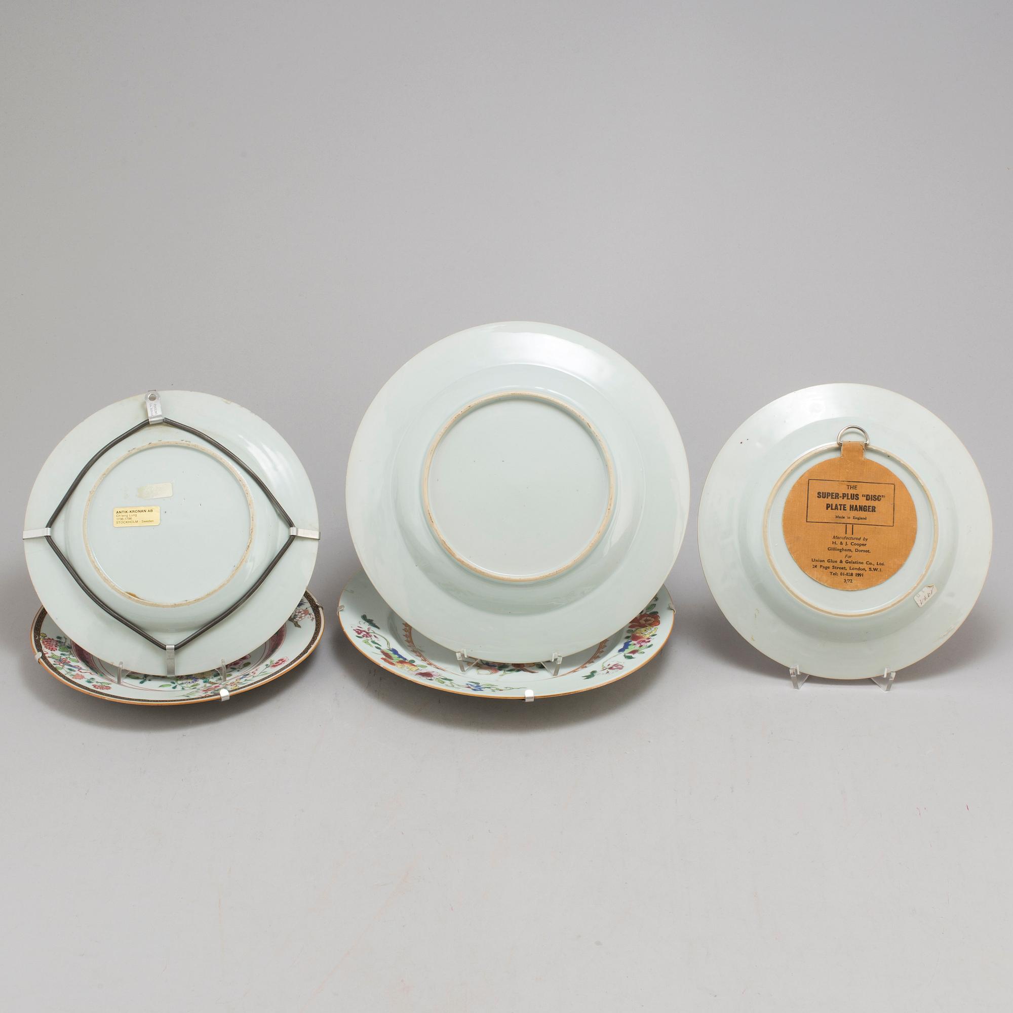 Five famille rose dishes, Qing dynasty, Qianlong (1736-95).