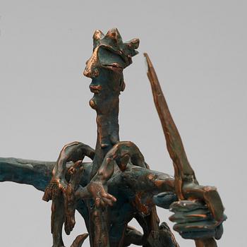 SKULPTUR, 2 st, brons, okänd konstnär, signerad o daterad 98.