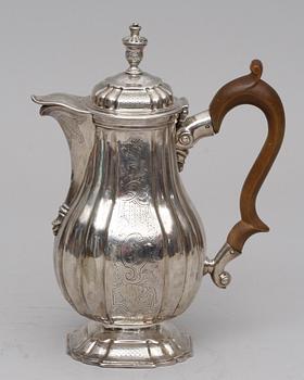 KAFFEKANNA, silver, rokokostil.