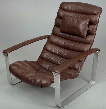361. VILSTOL, läder och aluminium, "Pulkka" Ilmari Lappalainen, formgiven 1968.