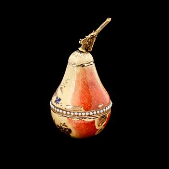 SPINDELUR/DOSA, 18K guld och emalj, 1800-tal.