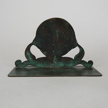 A bronze BOOK END, Art Deco, Ystad Metal.