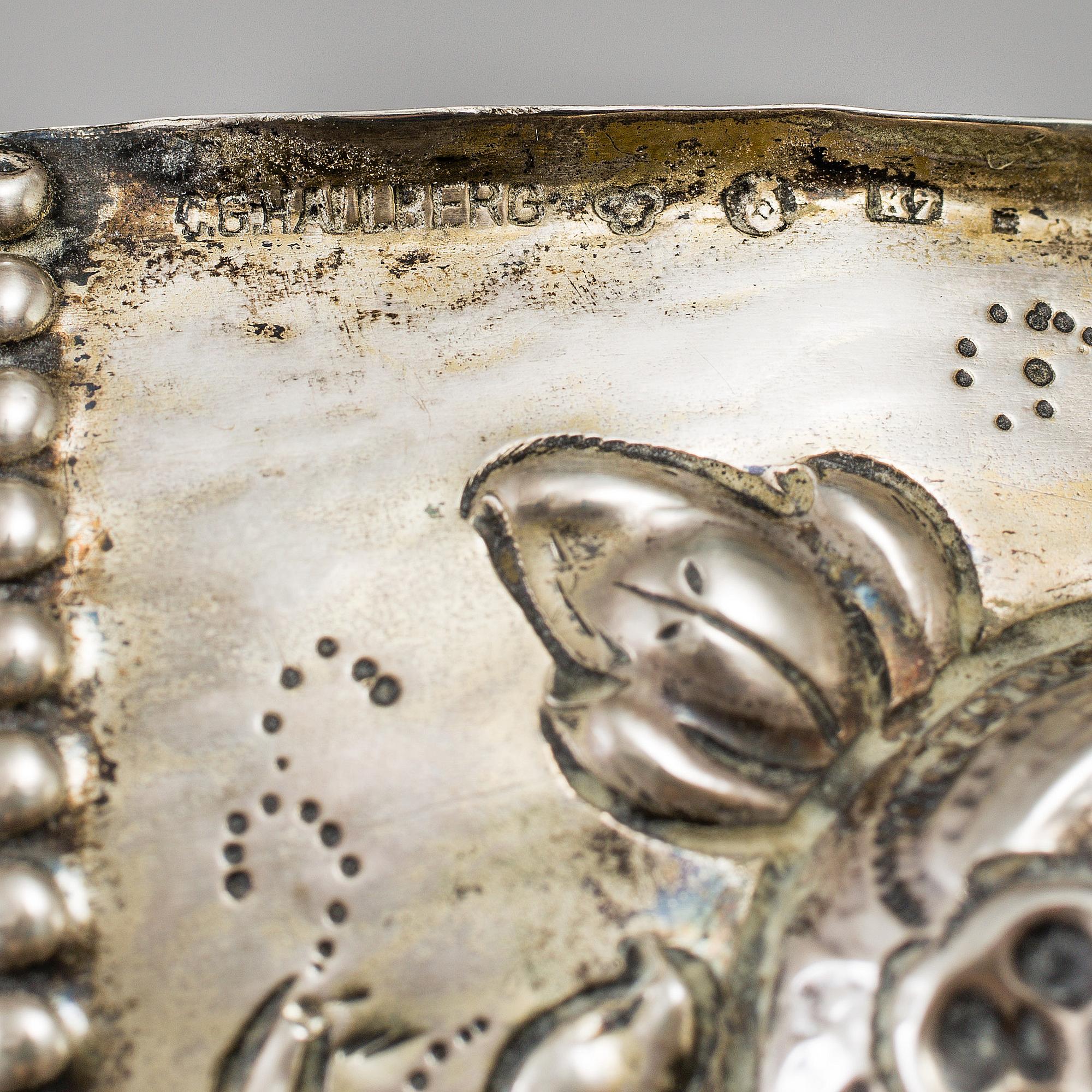 Skålar, ett par, silver, barockstil, CG Hallberg, Stockholm, 1912.