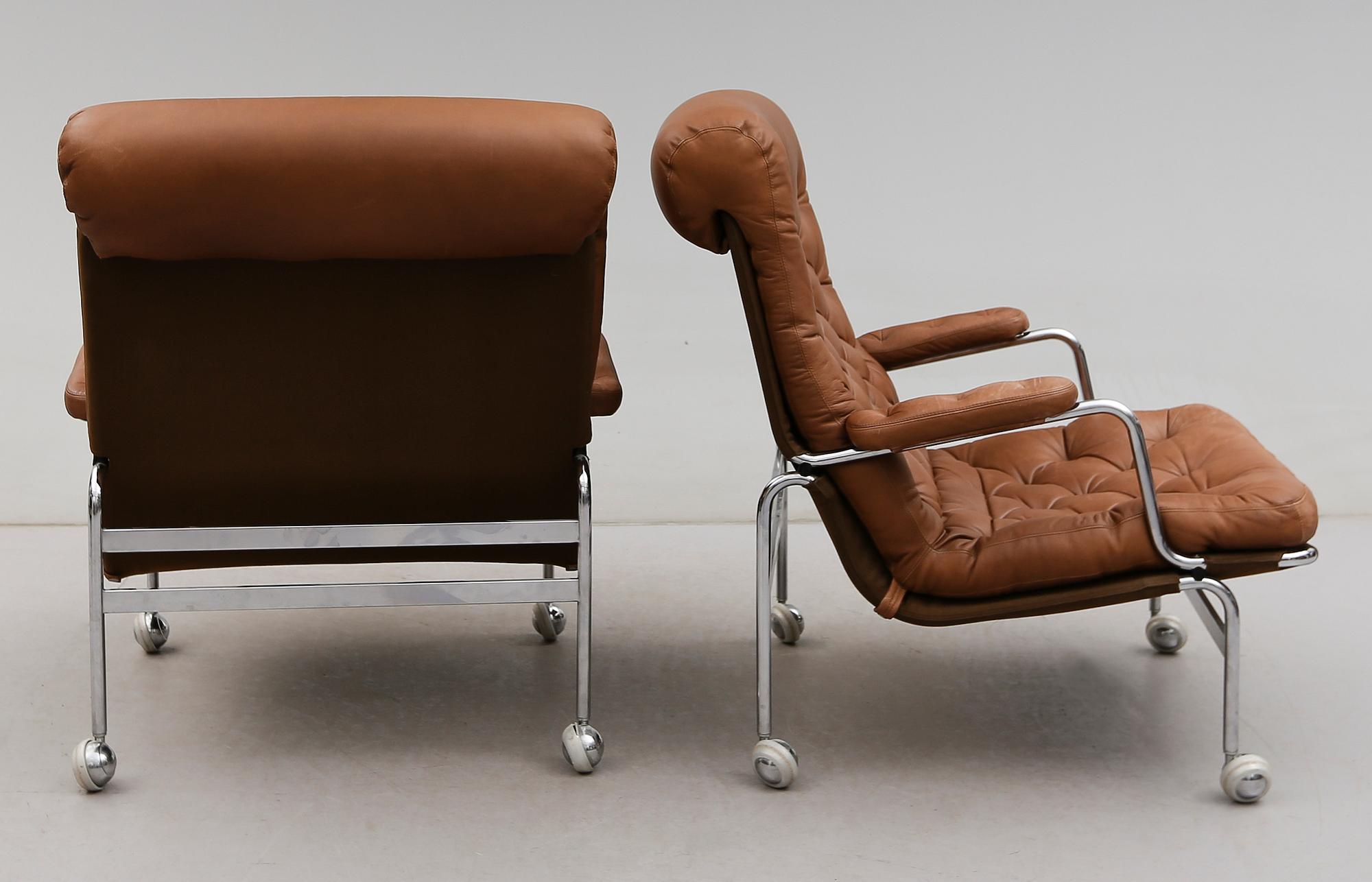 FÅTÖLJER, 1 par, "Karin" Bruno Mathsson, Dux, 1900-talets andra hälft.