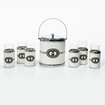 Gucci, Set om ishink samt 6 glas, 1970-tal.