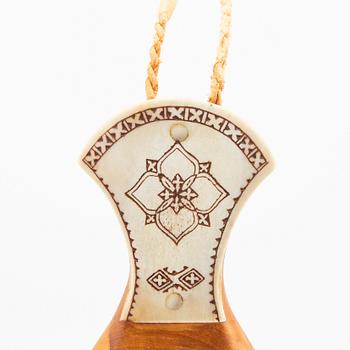 A signed birch and reindeer horn kovsh.