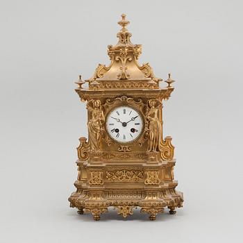A 19th century table clock, clockwork marked "Raingo Freres, Paris".