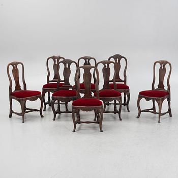 A set of eight similar Rococo chairs, second half of the 20th Century.