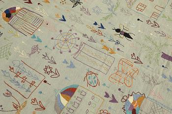 A kilim carpet with hand-embroidered decoration, 235 x 178 cm.