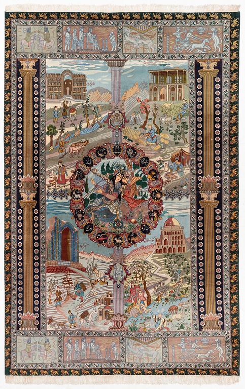 Rug, figural Tabriz, approx. 304 x 198 cm.