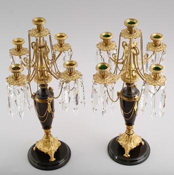 KANDELABRAR, 1 par, nyrokoko, 1800-talets andra hälft.