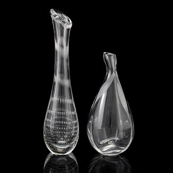 A Vicke Lindstrand glass vase and one Kosta vase, mid 20th century.