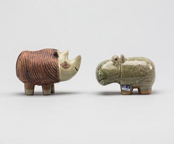 FIGURINER, 2 st, stengods, Lisa Larson, "Menageri" Gustavsberg.