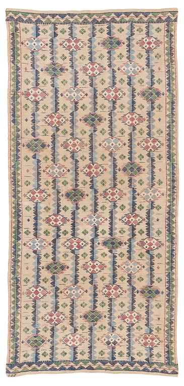 Märta Måås-Fjetterström, a textile, 'Törnet' flat weave, c. 187 x 88 cm, signed MMF.