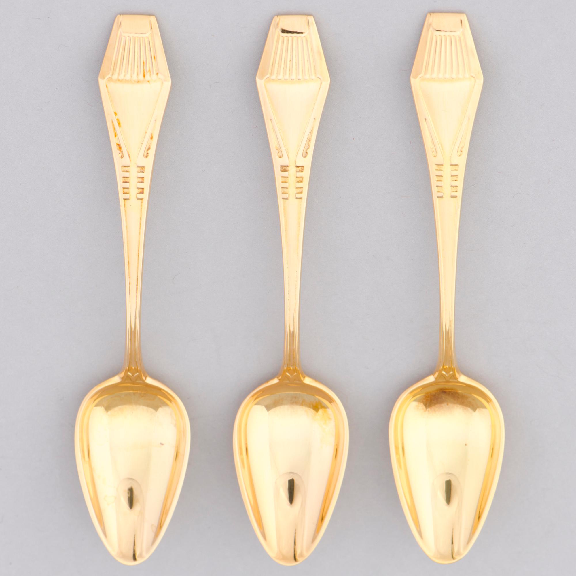 Three golden espresso spoons for the 90th Anniversary year of Finland, the 'Suomi' series, Kultateollisuus, Turku 2007.