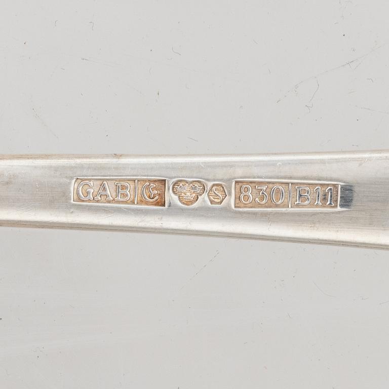 Guldsmedsaktiebolaget (GAB), bestickservis, 55 delar, silver, modell "Chippendale", Eskilstuna, bl a 2002.