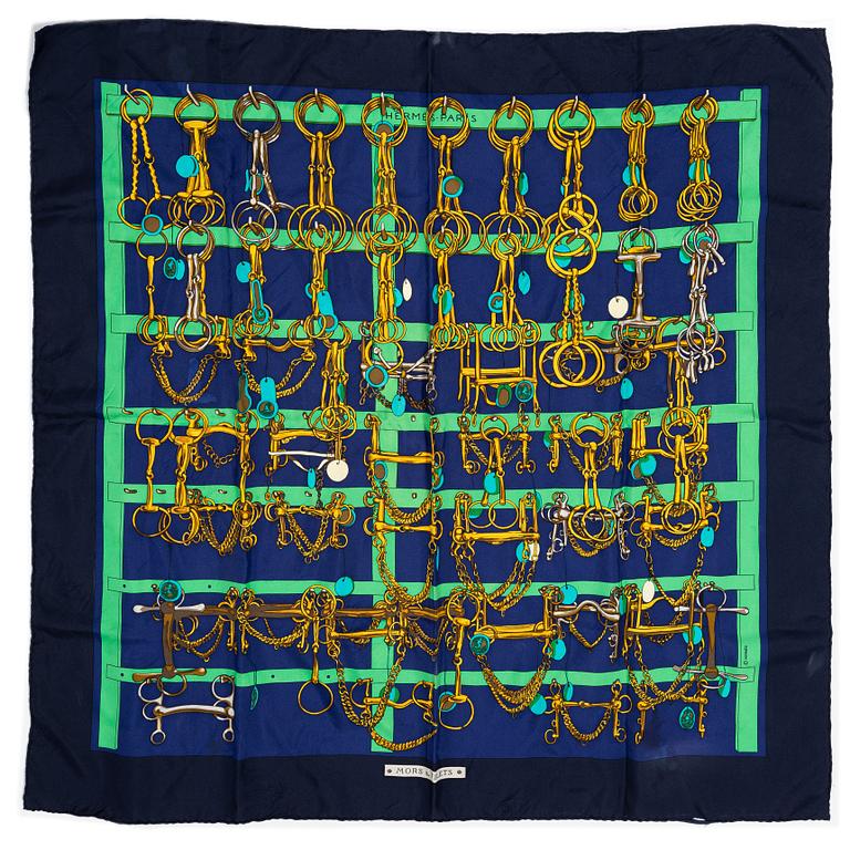 Hermès, two scarves "Arcs en Ciel" and "Mors & Filets".