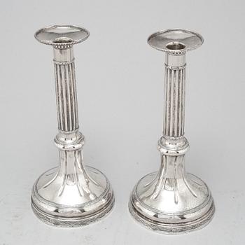 A pair of Swedish 18th century silver candlesticks, mark of Peter Johan Zetterling, Linköping 1792.
