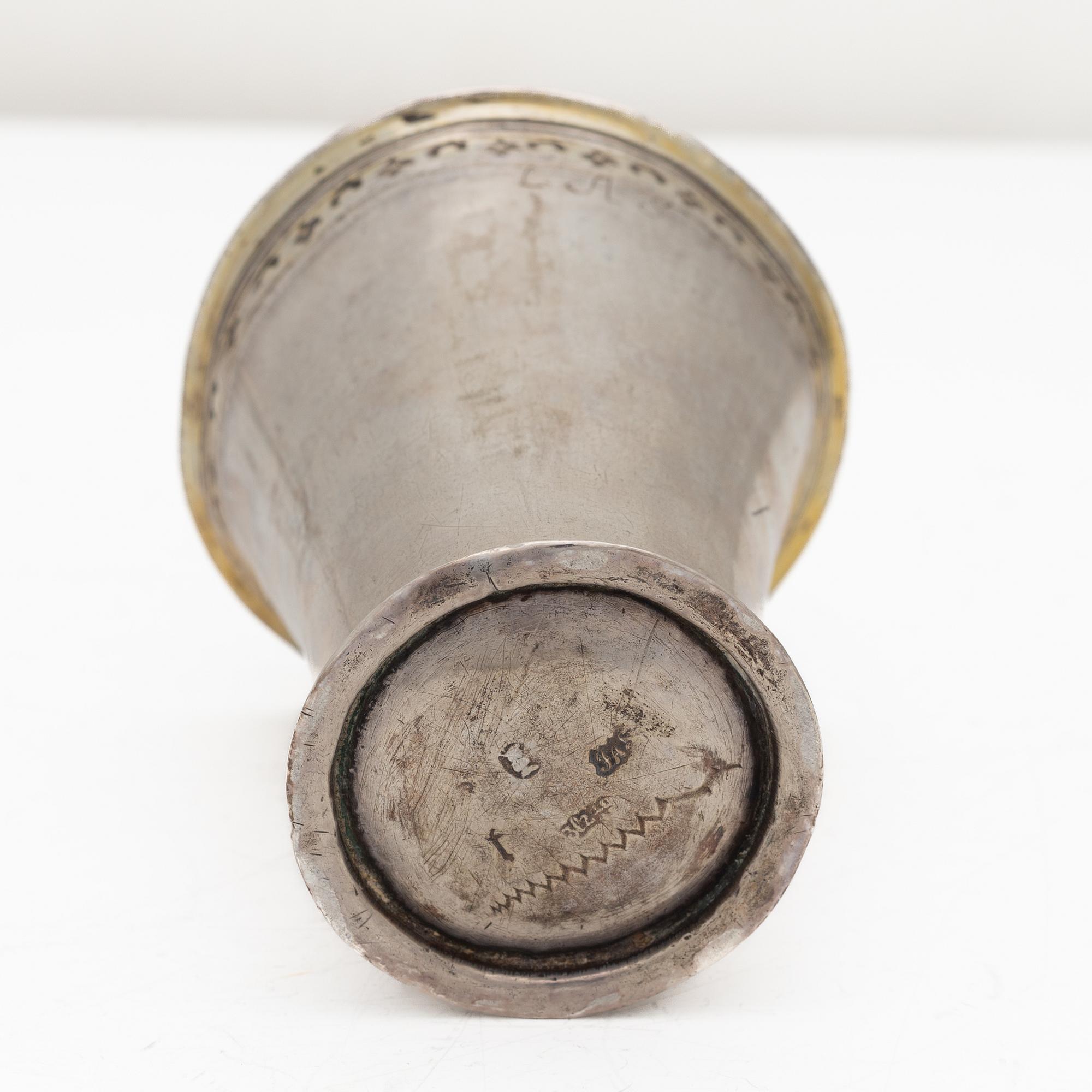 A Swedish silver beaker, mark of JA Starin, Stockholm 1746.