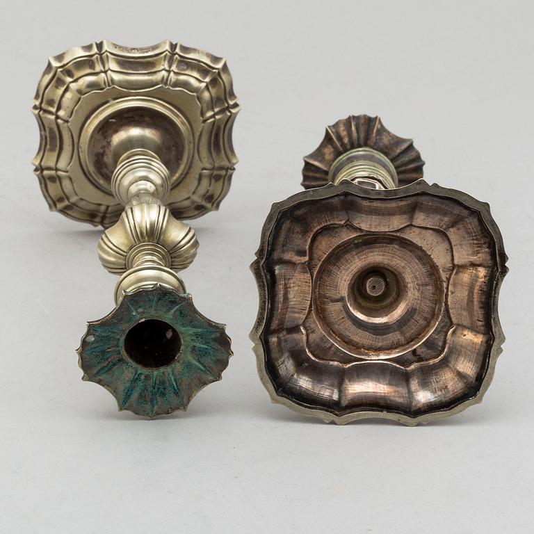 A pair of paktong candlesticks, second half of the 18th century.