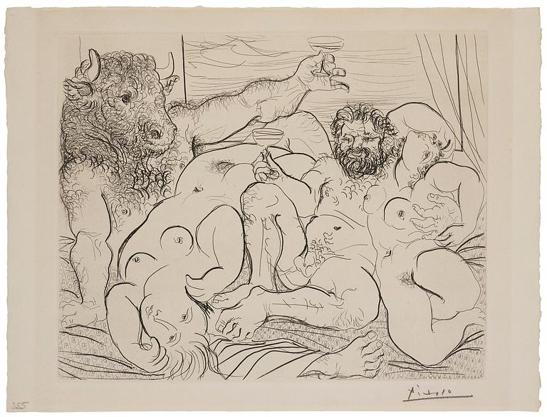 Pablo Picasso, "Scène bacchique au Minotaure".