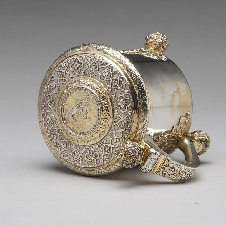 A Swedish 18th century parcel-gilt silver tankard, mark of Nils Dahl, Linkoping (1739-1786).