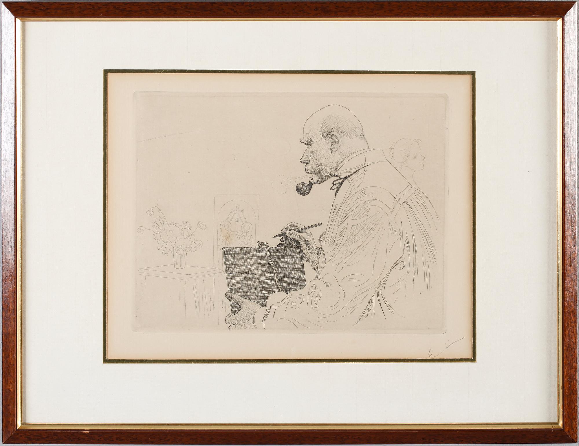 CARL LARSSON, etsning, monogramsignerad.