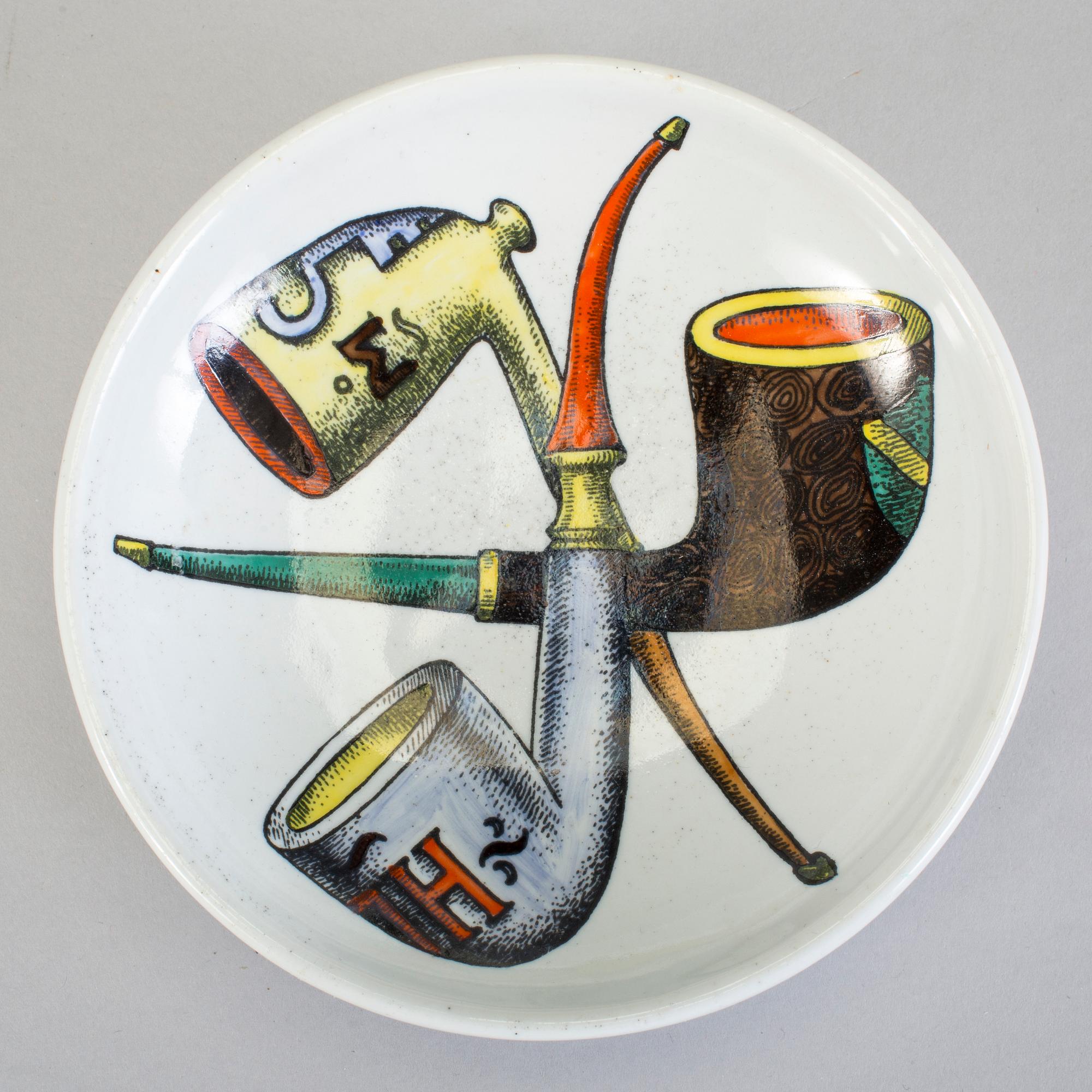 A Fornasetti porcelain ash tray, Milan, Italy.
